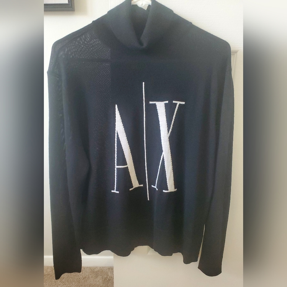 Armani Exchange Black and White Logo Sweater